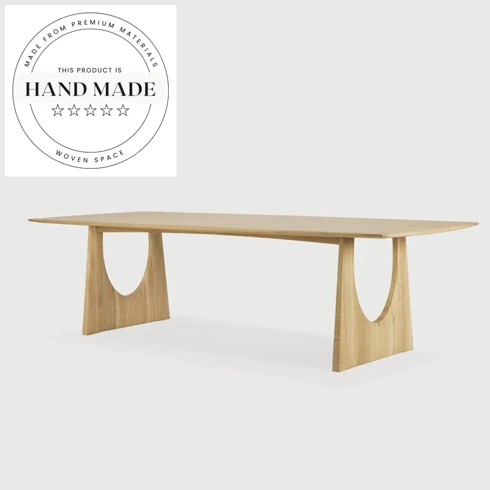 Handcrafted Natural Oak Solid Wood Rectangular Modern Dining Table