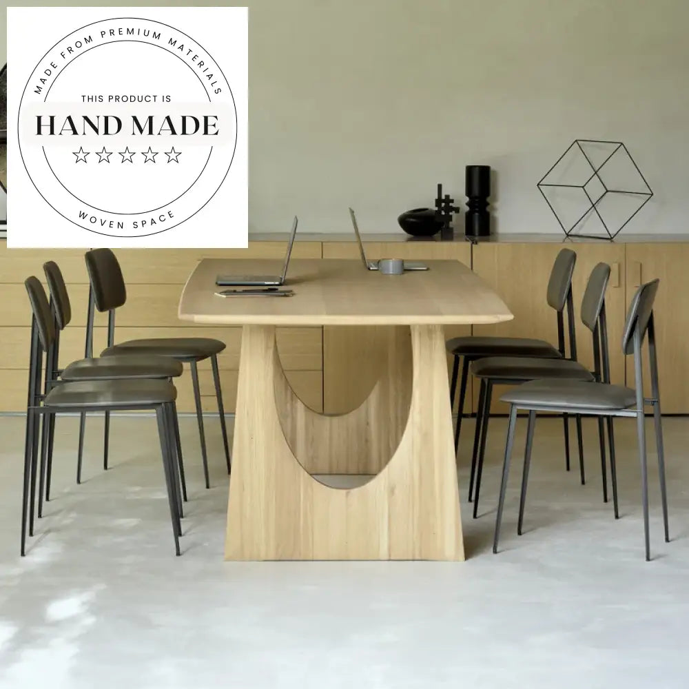 Handcrafted Natural Oak Solid Wood Rectangular Modern Dining Table
