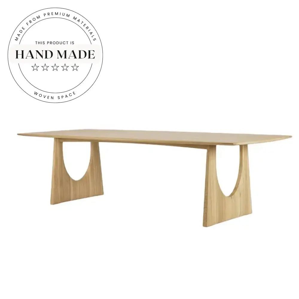 Handcrafted Natural Oak Solid Wood Rectangular Modern Dining Table