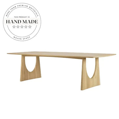 Handcrafted Natural Oak Solid Wood Rectangular Modern Dining Table