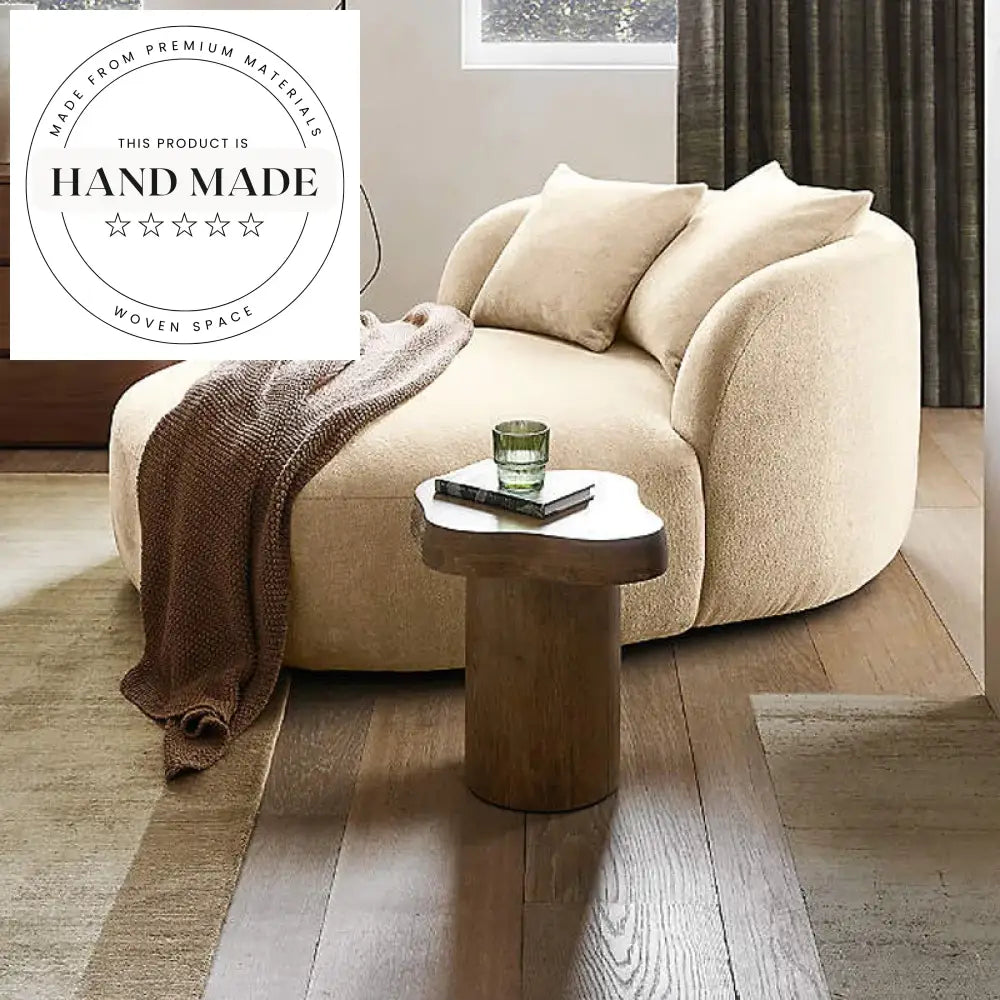 Handcrafted Natural Solid Oak Midcentury Modern Accent Side Table