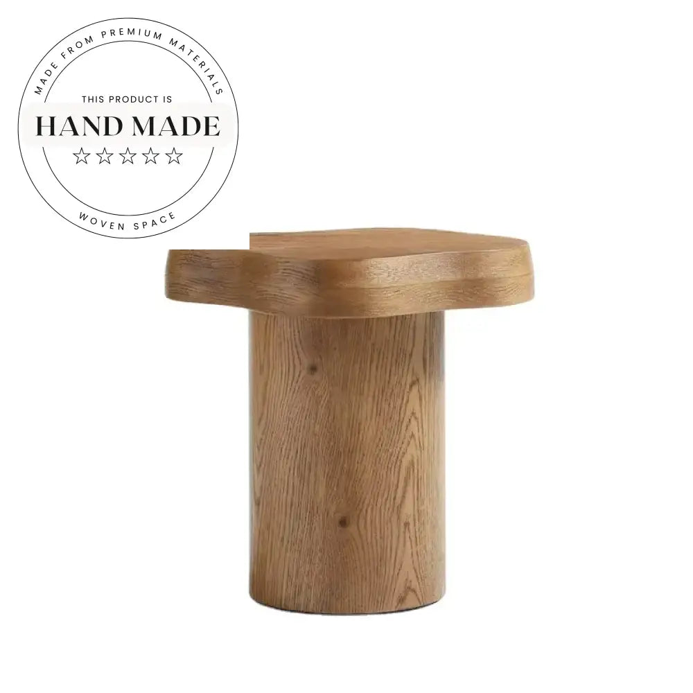 Handcrafted Natural Solid Oak Midcentury Modern Accent Side Table