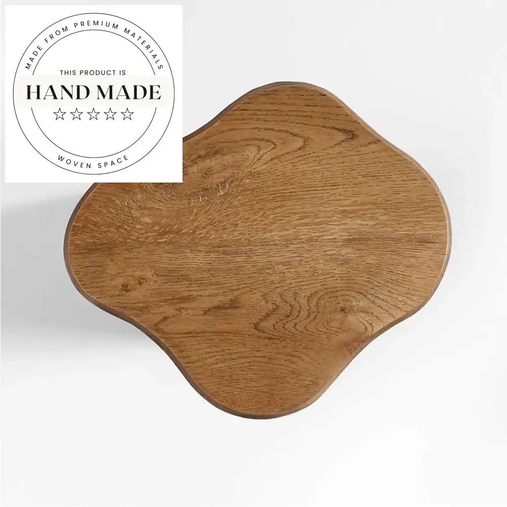 Handcrafted Natural Solid Oak Midcentury Modern Accent Side Table