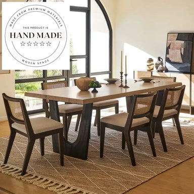 Handcrafted Natural Solid Wood Integrated Board 6-Seater Dining Table