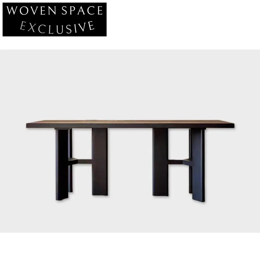 Handcrafted Solid Elm Rectangle Wabi Sabi Style Dining Table