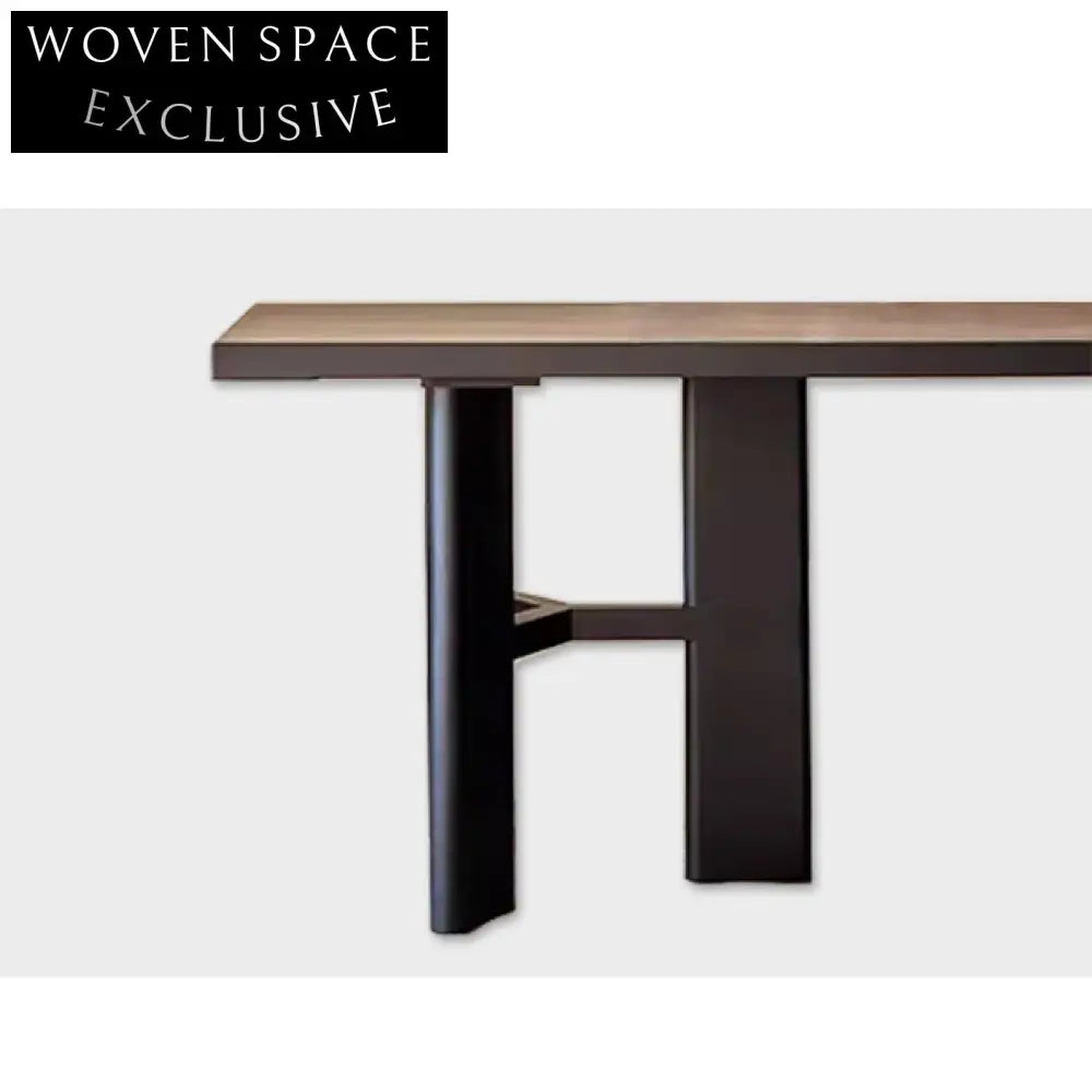 Handcrafted Solid Elm Rectangle Wabi Sabi Style Dining Table
