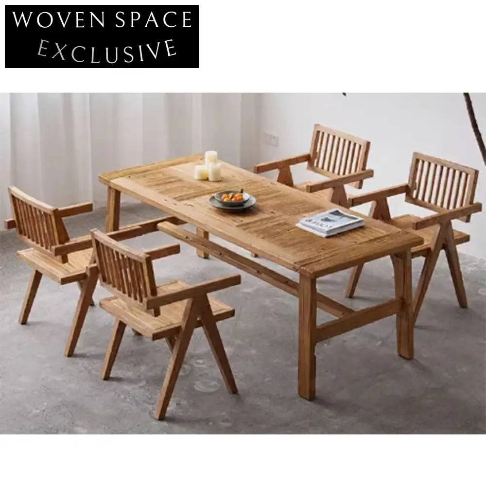 Handcrafted Solid Wood Wabi Sabi Antique Oriental Dining Table