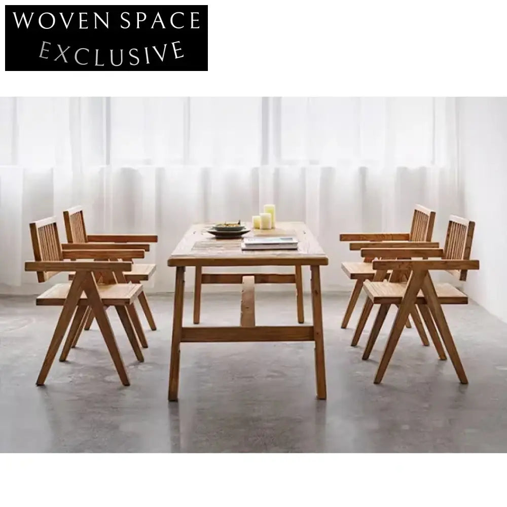 Handcrafted Solid Wood Wabi Sabi Antique Oriental Dining Table