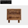 Handcrafted Wabi Sabi Aged Solid Elm Wood Bedside Table