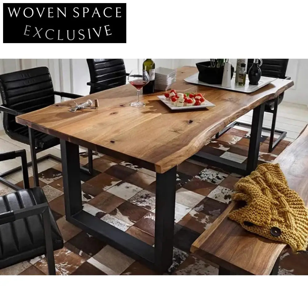 Handcrafted Wabi Sabi Aged Solid Wood Contemporary Dining Table