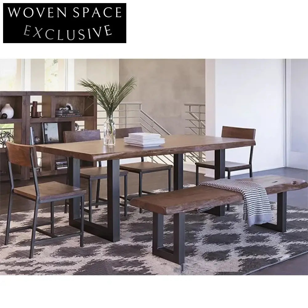 Handcrafted Wabi Sabi Aged Solid Wood Contemporary Dining Table