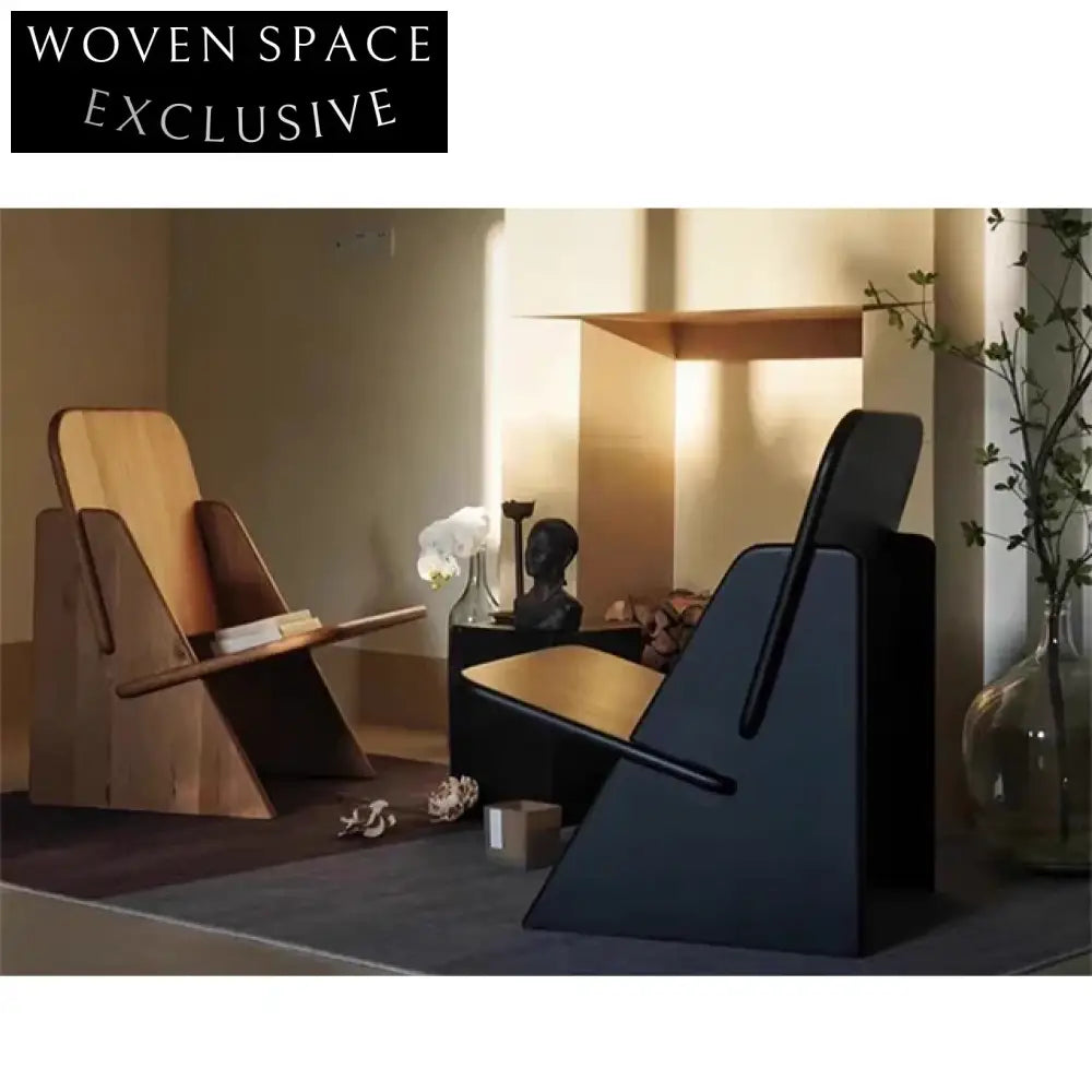 Handcrafted Wabi Sabi Solid Elm Wood Padded Relaxing Leisure Chair