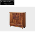 Handcrafted Wabi Sabi Solid Elm Wood Rustic Mountain Side Cabinet