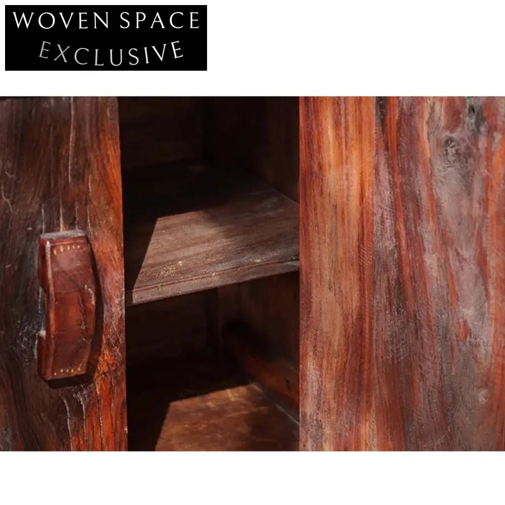 Handcrafted Wabi Sabi Solid Maple Wood Bedside Accent Cabinet