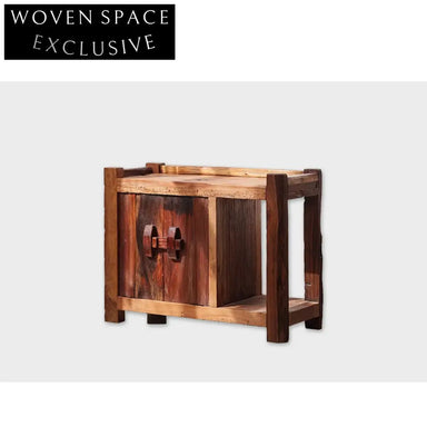 Handcrafted Wabi Sabi Solid Maple Wood Bedside Accent Cabinet