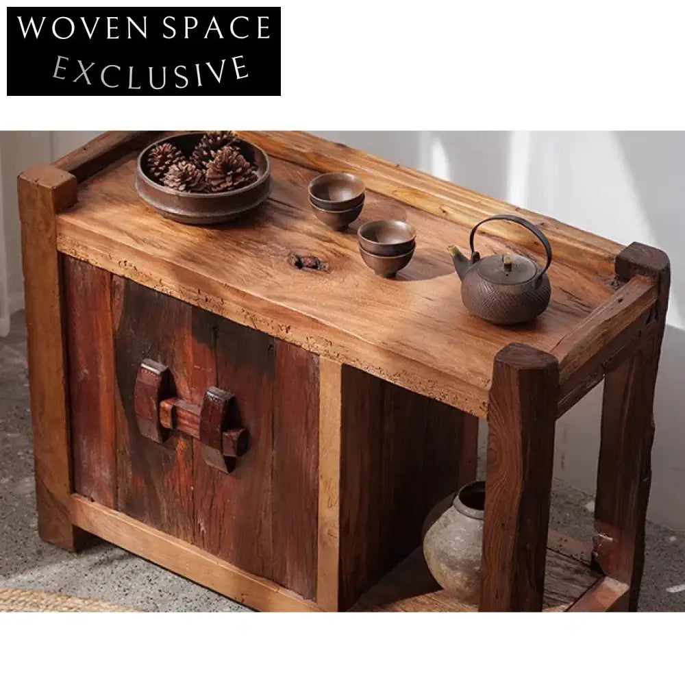 Handcrafted Wabi Sabi Solid Maple Wood Bedside Accent Cabinet