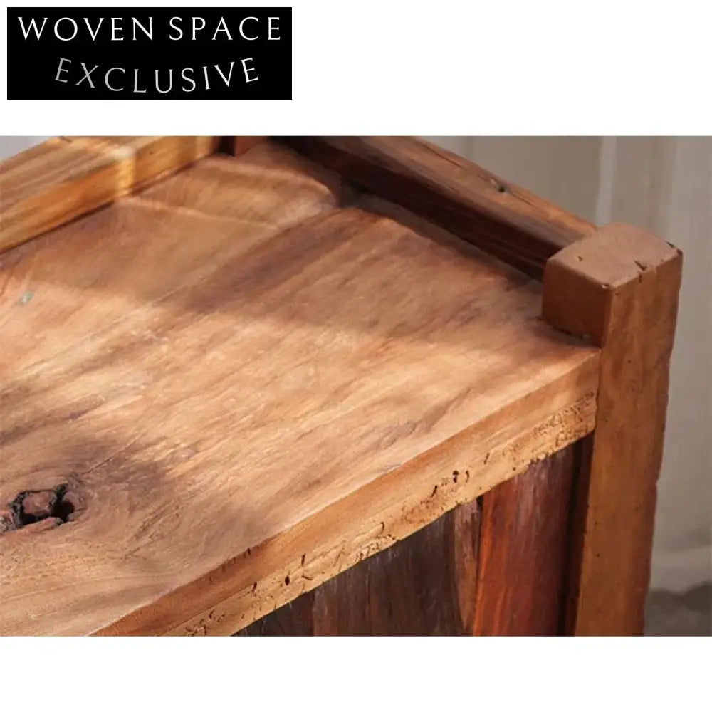 Handcrafted Wabi Sabi Solid Maple Wood Bedside Accent Cabinet