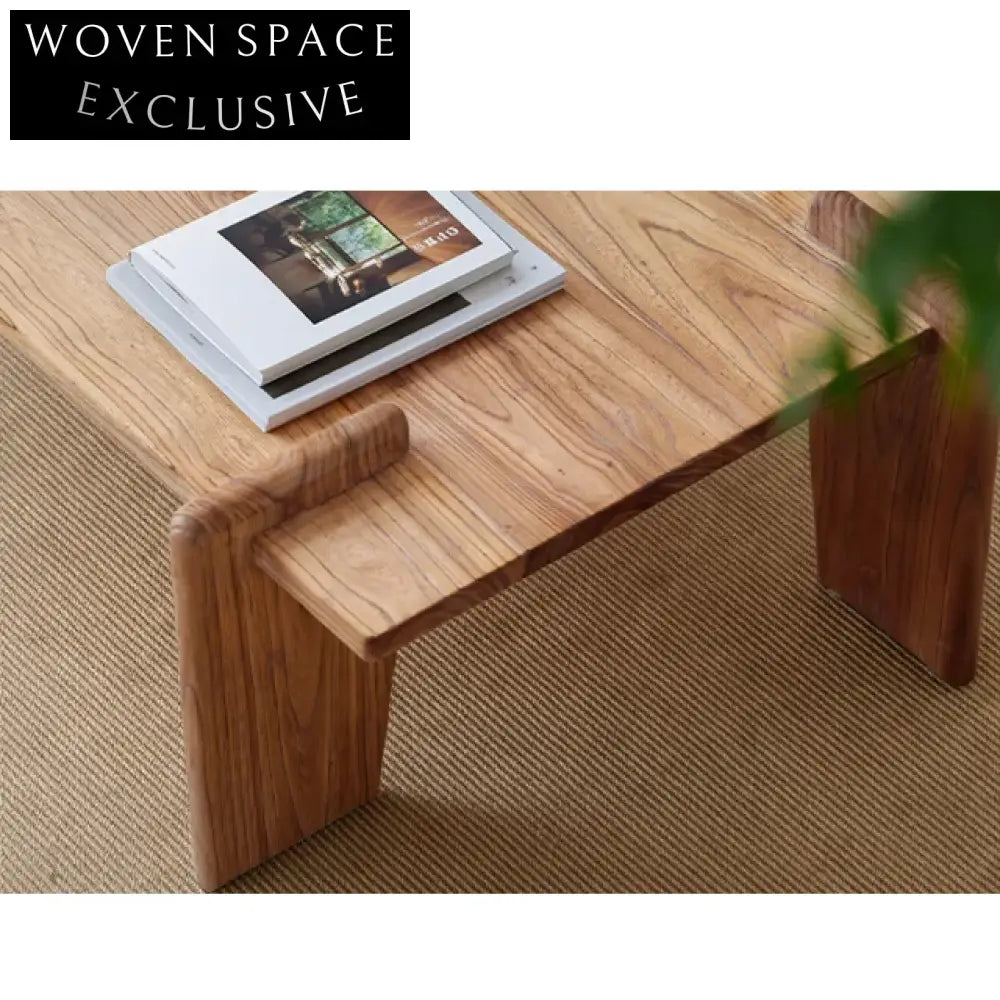 Handmade Aged Solid Elm Wood Rustic Wabi Sabi Coffee Table