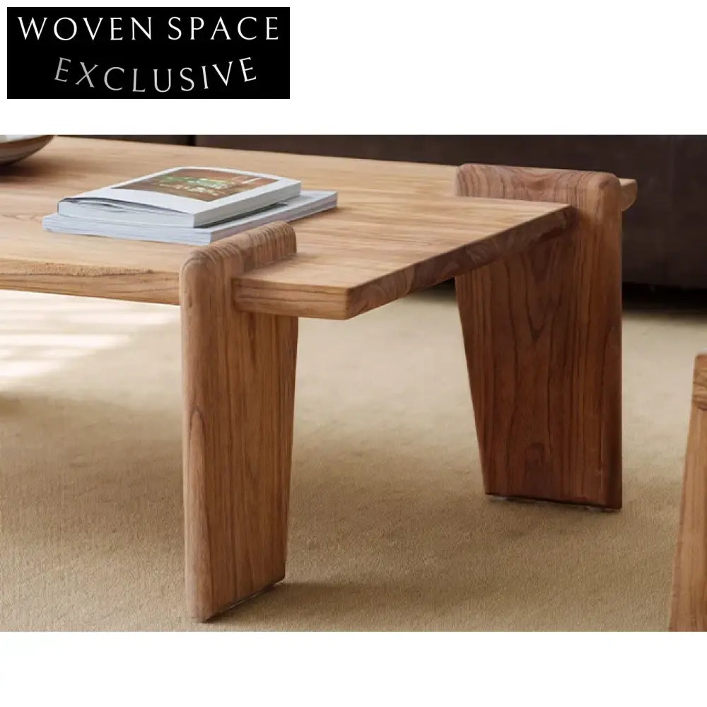 Handmade Aged Solid Elm Wood Rustic Wabi Sabi Coffee Table