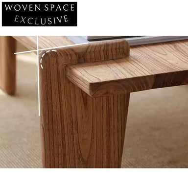 Handmade Aged Solid Elm Wood Rustic Wabi Sabi Coffee Table