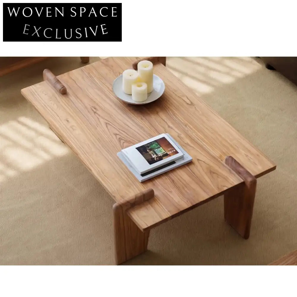 Handmade Aged Solid Elm Wood Rustic Wabi Sabi Coffee Table