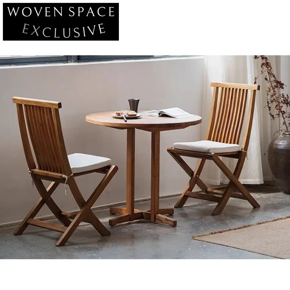 Handmade Antique Aged Solid Wood Round Bistro Dining Table