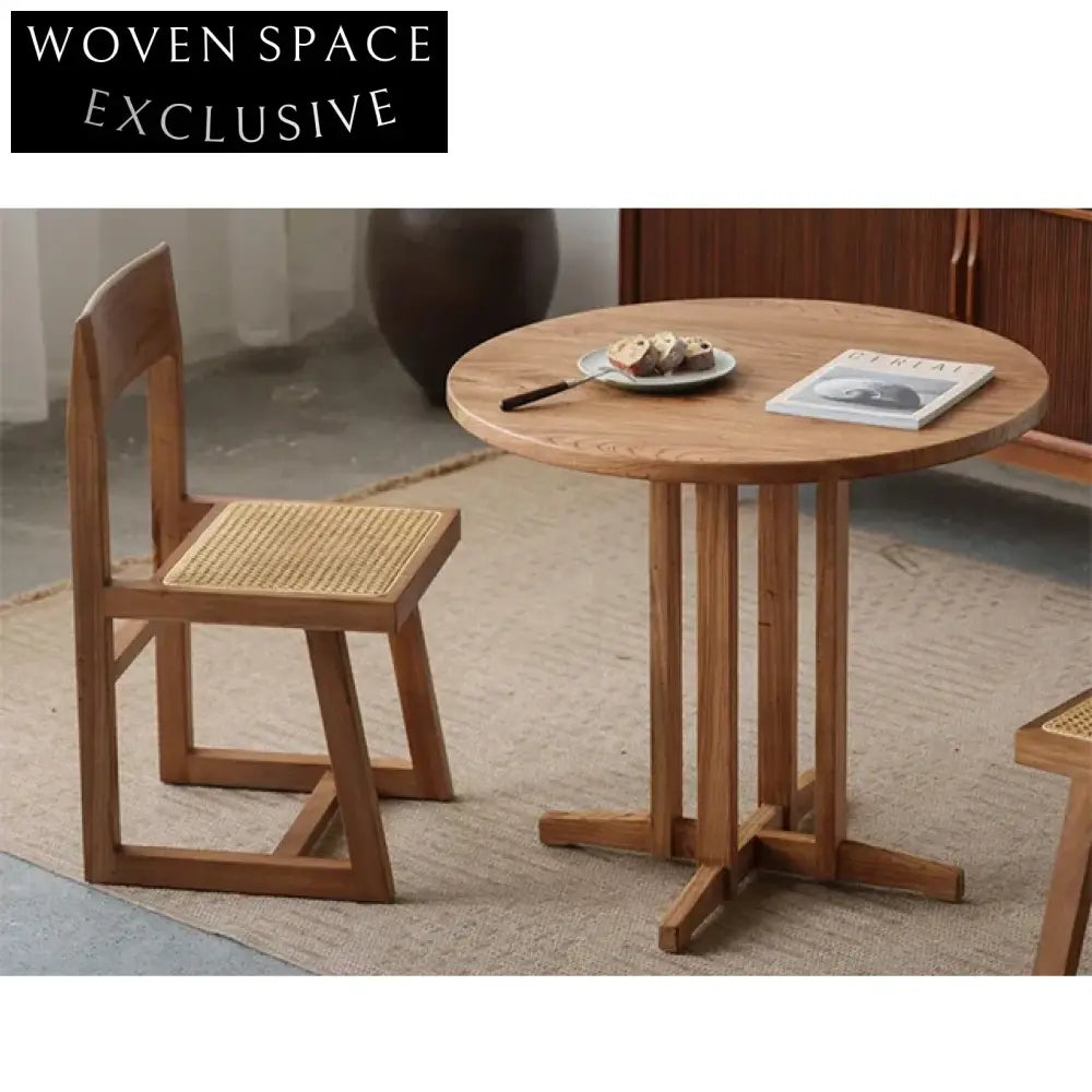 Handmade Antique Aged Solid Wood Round Bistro Dining Table