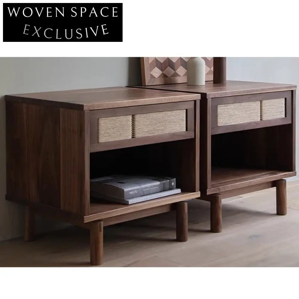 Handmade Black Walnut Wabi Sabi Solid Wood Bedside Nightstand