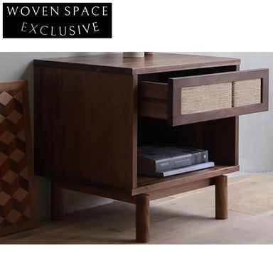 Handmade Black Walnut Wabi Sabi Solid Wood Bedside Nightstand