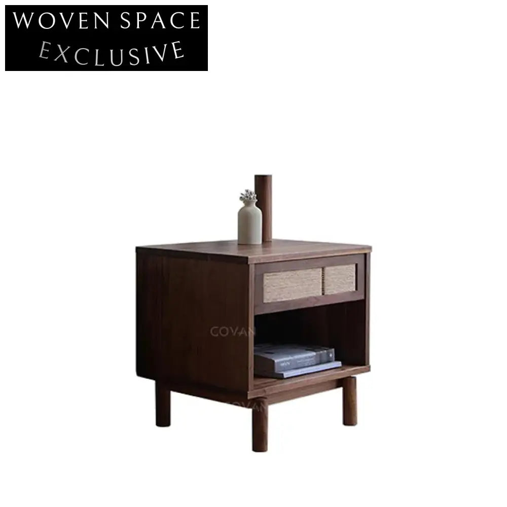Handmade Black Walnut Wabi Sabi Solid Wood Bedside Nightstand