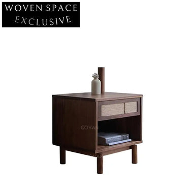 Handmade Black Walnut Wabi Sabi Solid Wood Bedside Nightstand