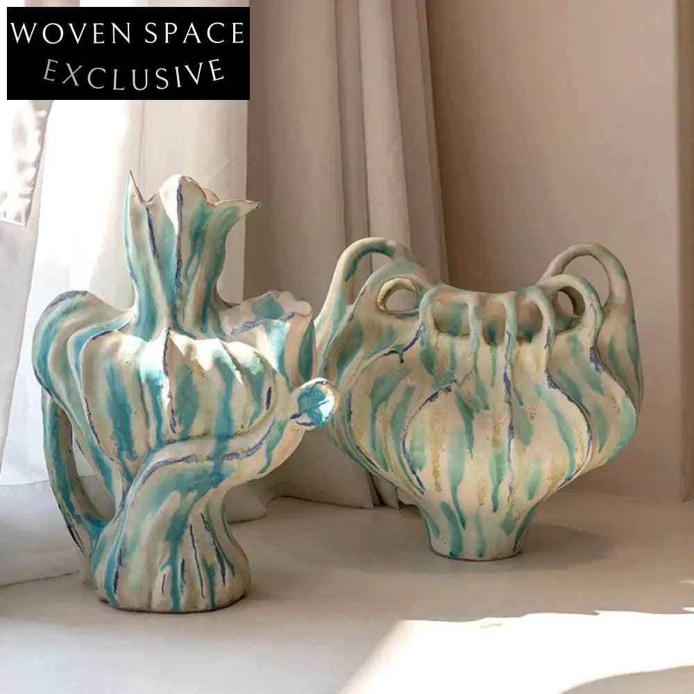 Handmade Ceramic Retro Terracotta Decorative Flower Vase Set for Home Decor