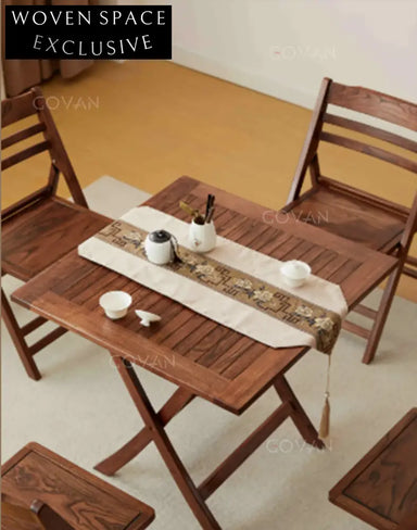 Handmade Contemporary Antique Style Square Aged Solid Wood Dining Table