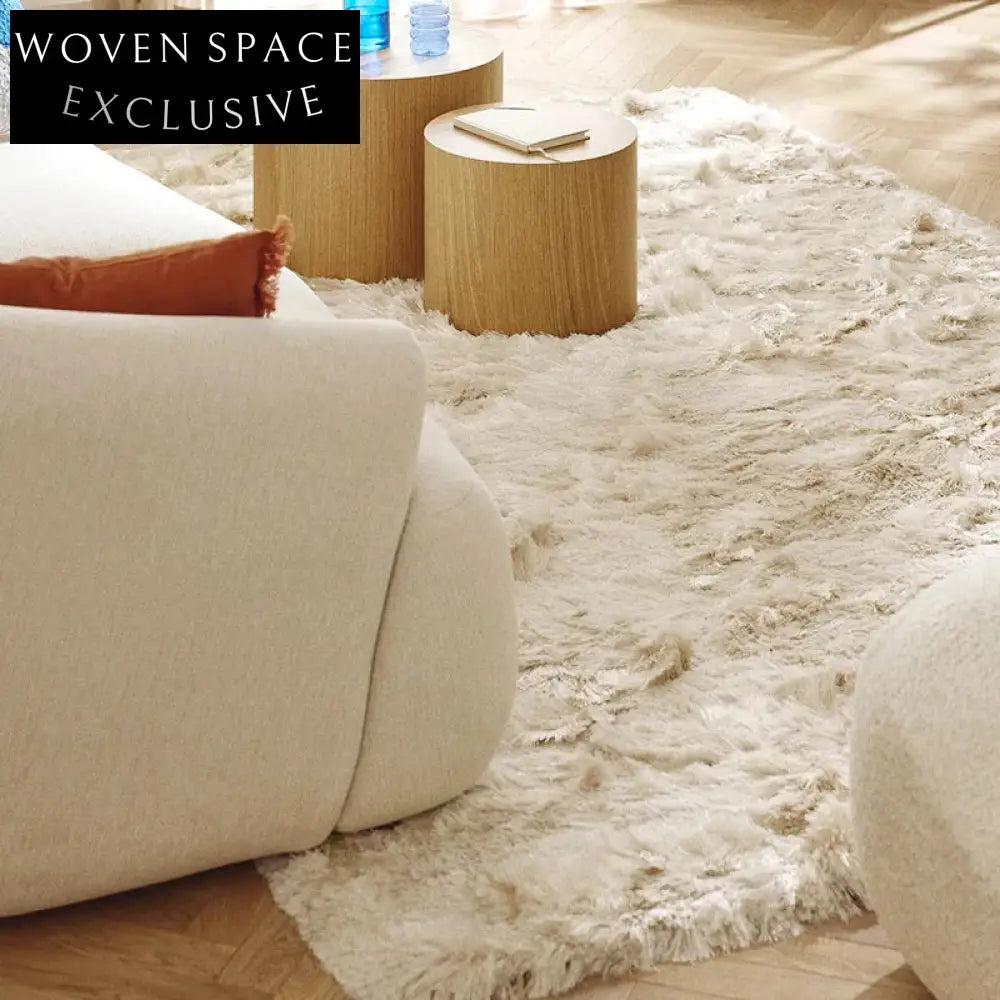 Handmade Cream Abstract Modern Pattern Area Rug for Living Room Bedroom Decor