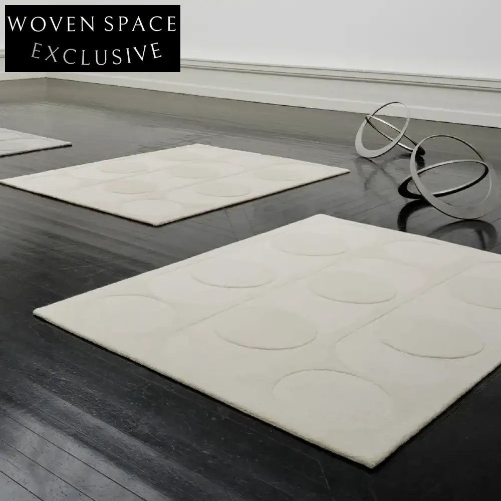 Handmade Custom Cream Luxury Polyester-Wilton Living Room Geometric Area Rug