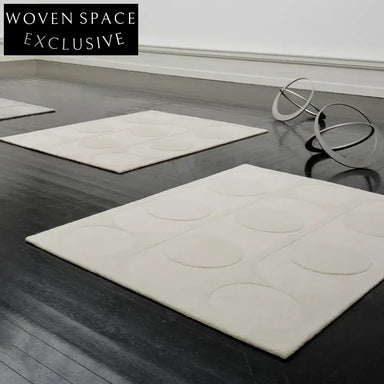 Handmade Custom Cream Luxury Polyester-Wilton Living Room Geometric Area Rug