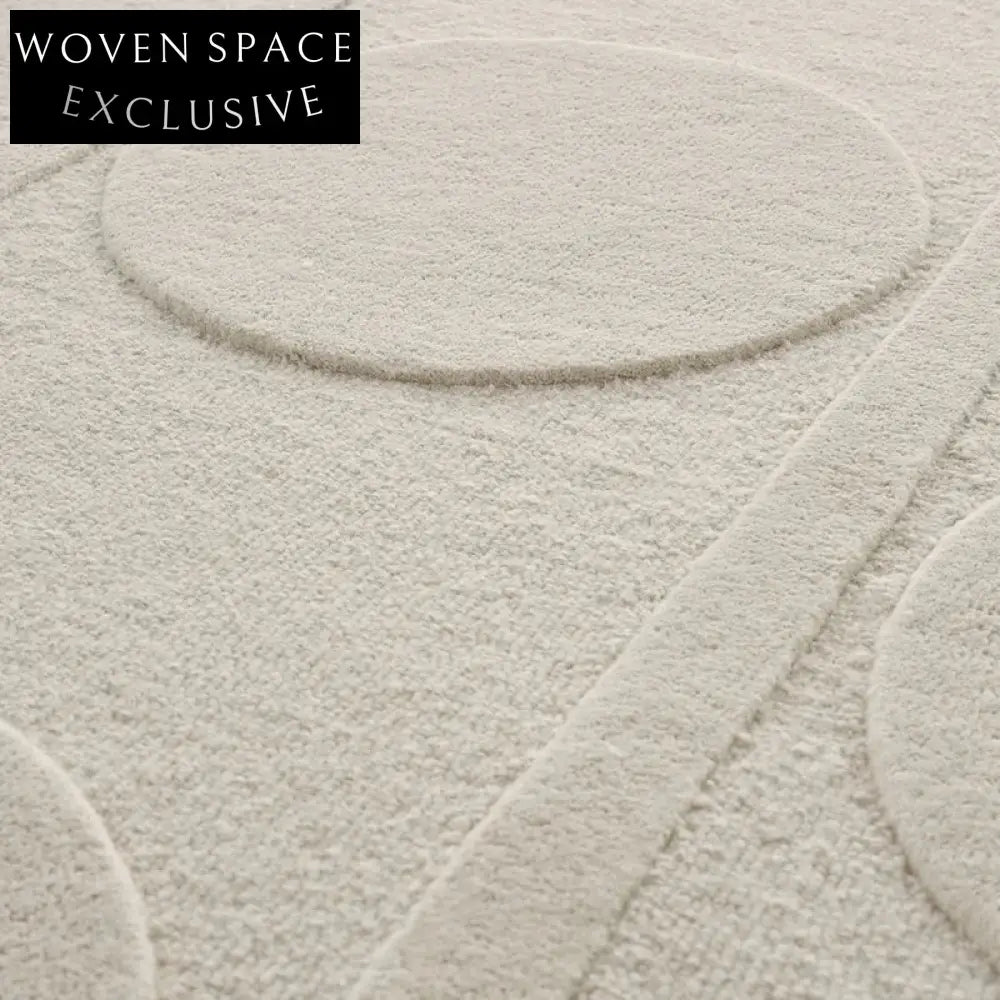 Handmade Custom Cream Luxury Polyester-Wilton Living Room Geometric Area Rug