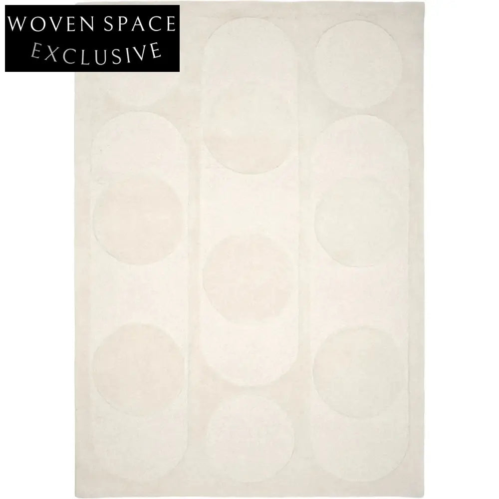 Handmade Custom Cream Luxury Polyester-Wilton Living Room Geometric Area Rug