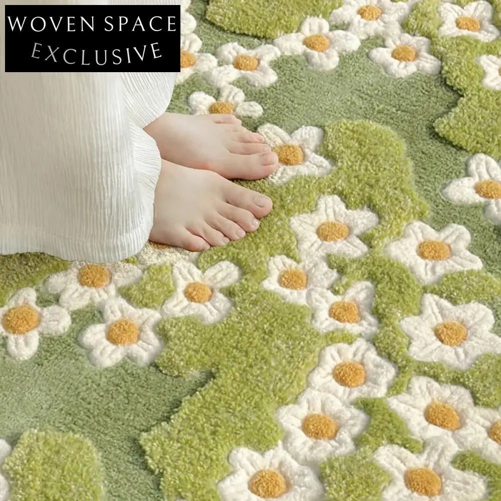 Handmade Forest Green Milk Silk Round Area Rug for Living Room