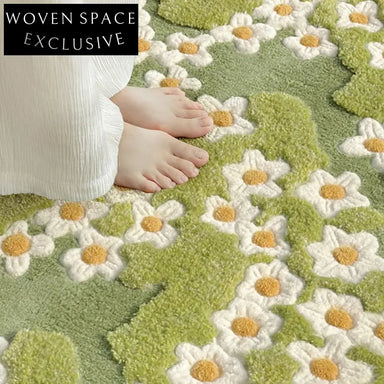 Handmade Forest Green Milk Silk Round Area Rug for Living Room