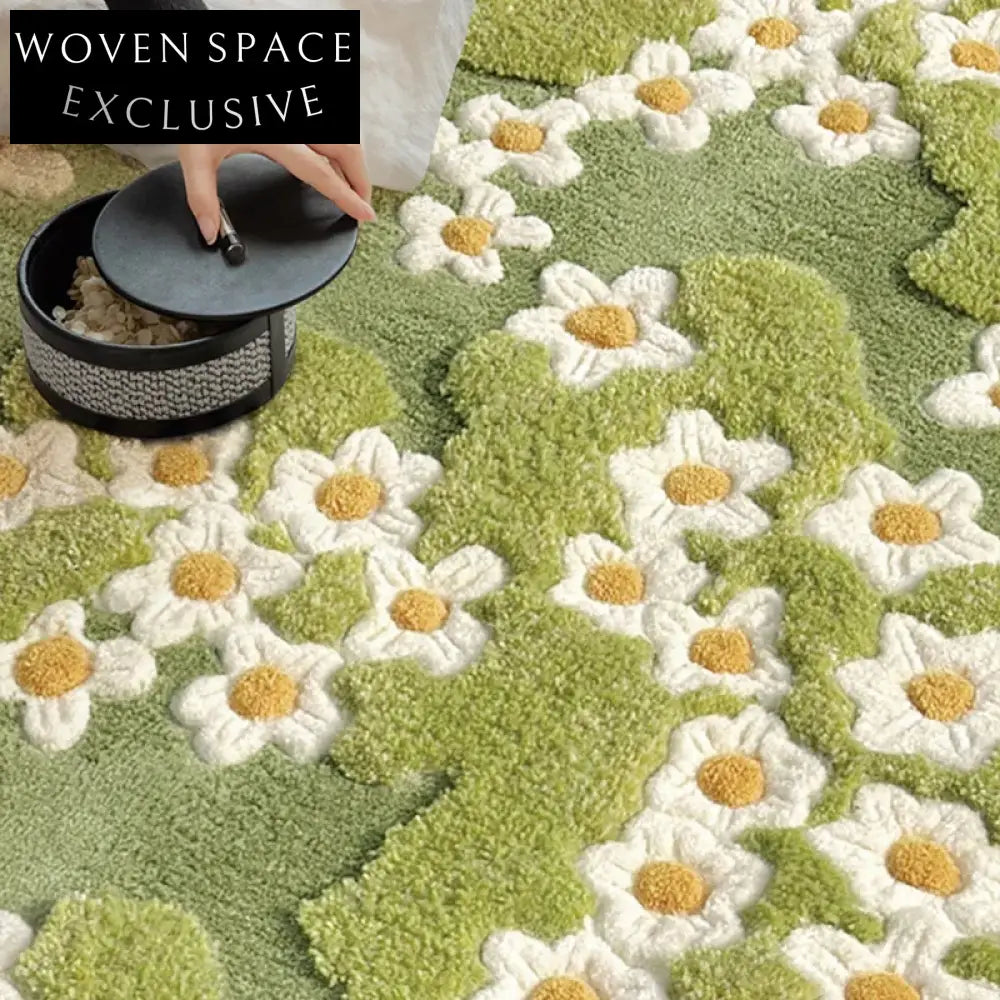 Handmade Forest Green Milk Silk Round Area Rug for Living Room