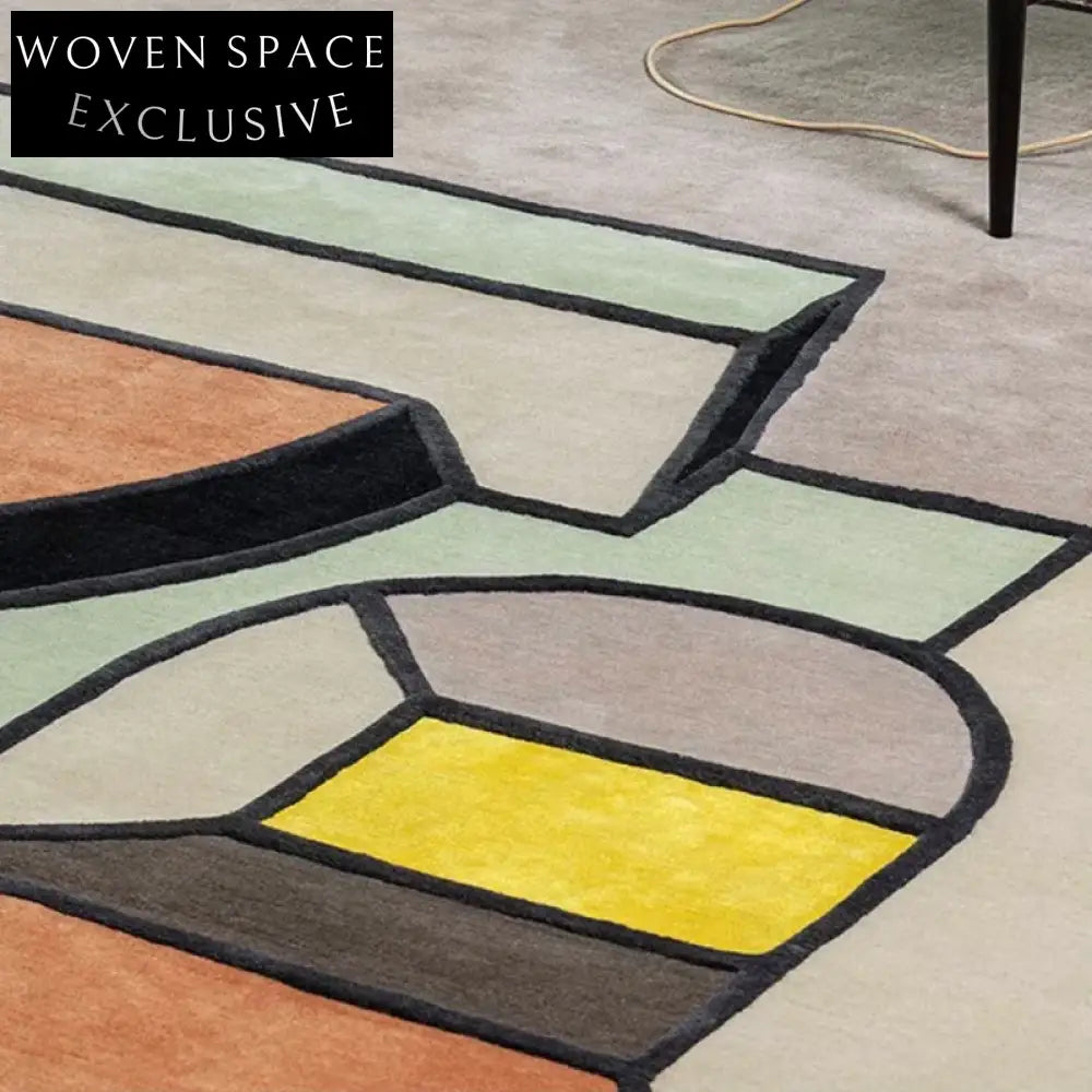 Handmade French Modern Polyester Spliced Color Area Rug for Living Room