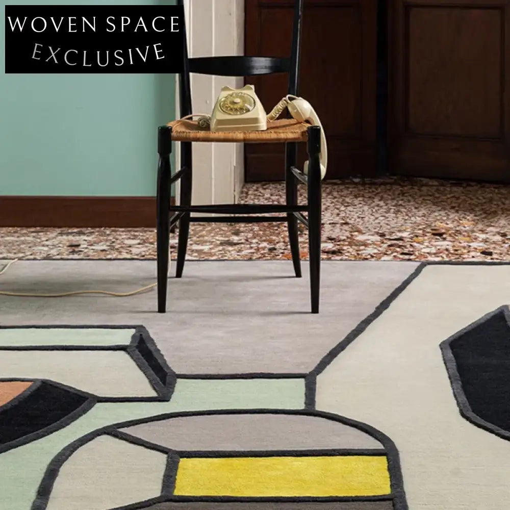 Handmade French Modern Polyester Spliced Color Area Rug for Living Room