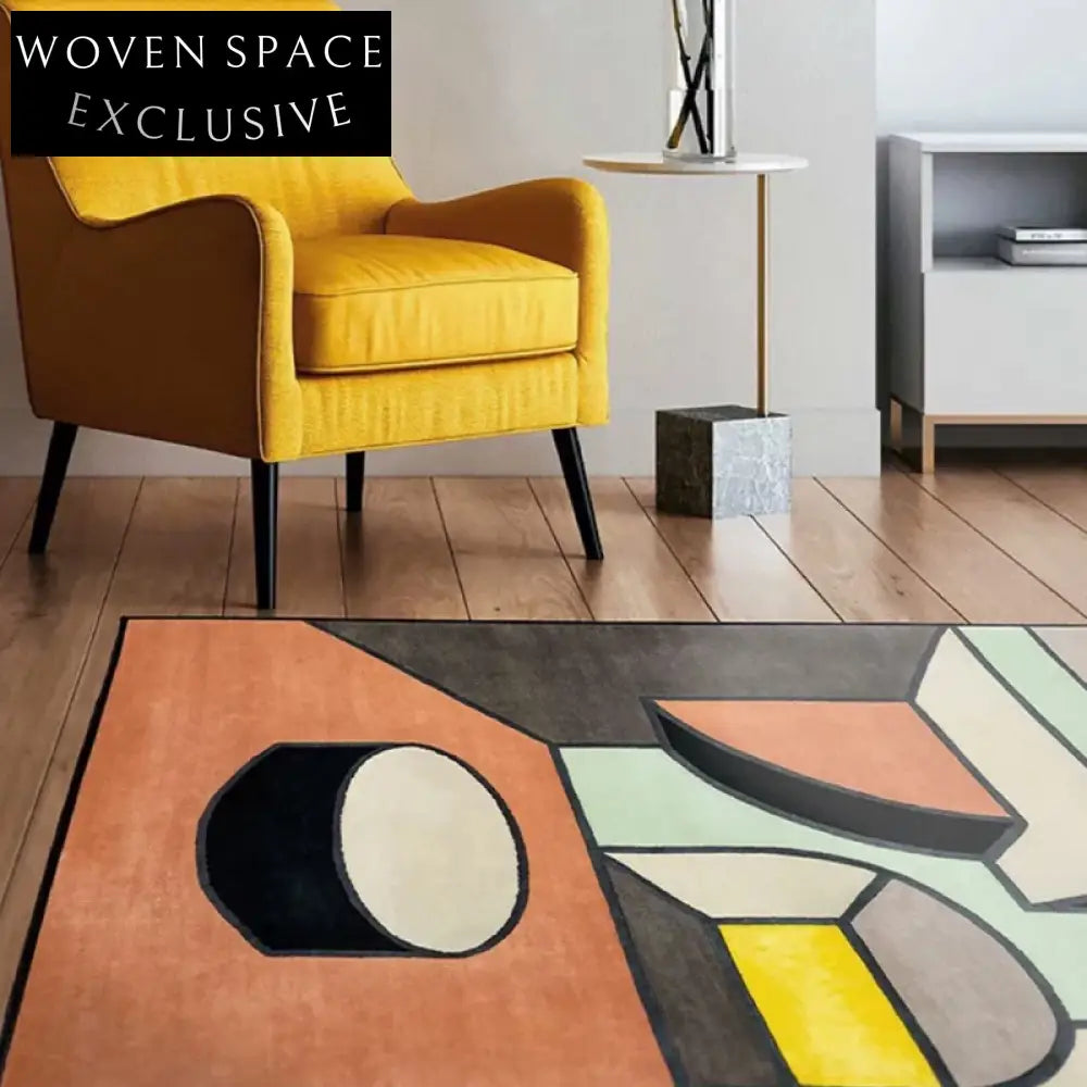 Handmade French Modern Polyester Spliced Color Area Rug for Living Room