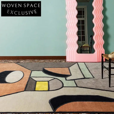 Handmade French Modern Polyester Spliced Color Area Rug for Living Room