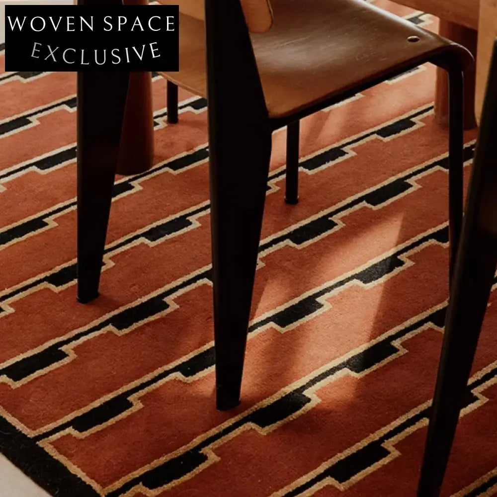 Handmade French Red Area Rug for Luxury Living Rooms, 13mm Thick