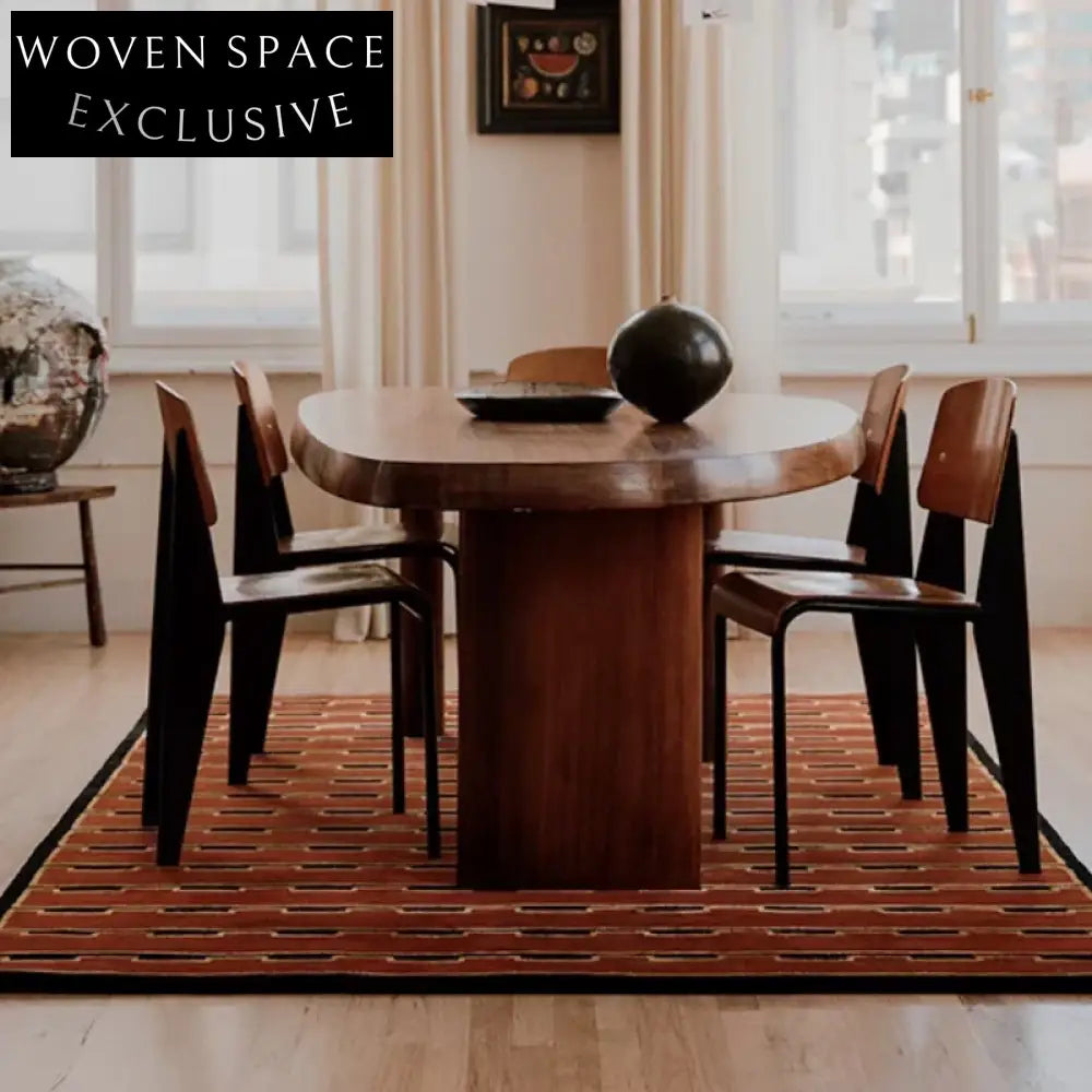 Handmade French Red Area Rug for Luxury Living Rooms, 13mm Thick