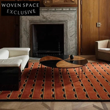 Handmade French Red Area Rug for Luxury Living Rooms, 13mm Thick