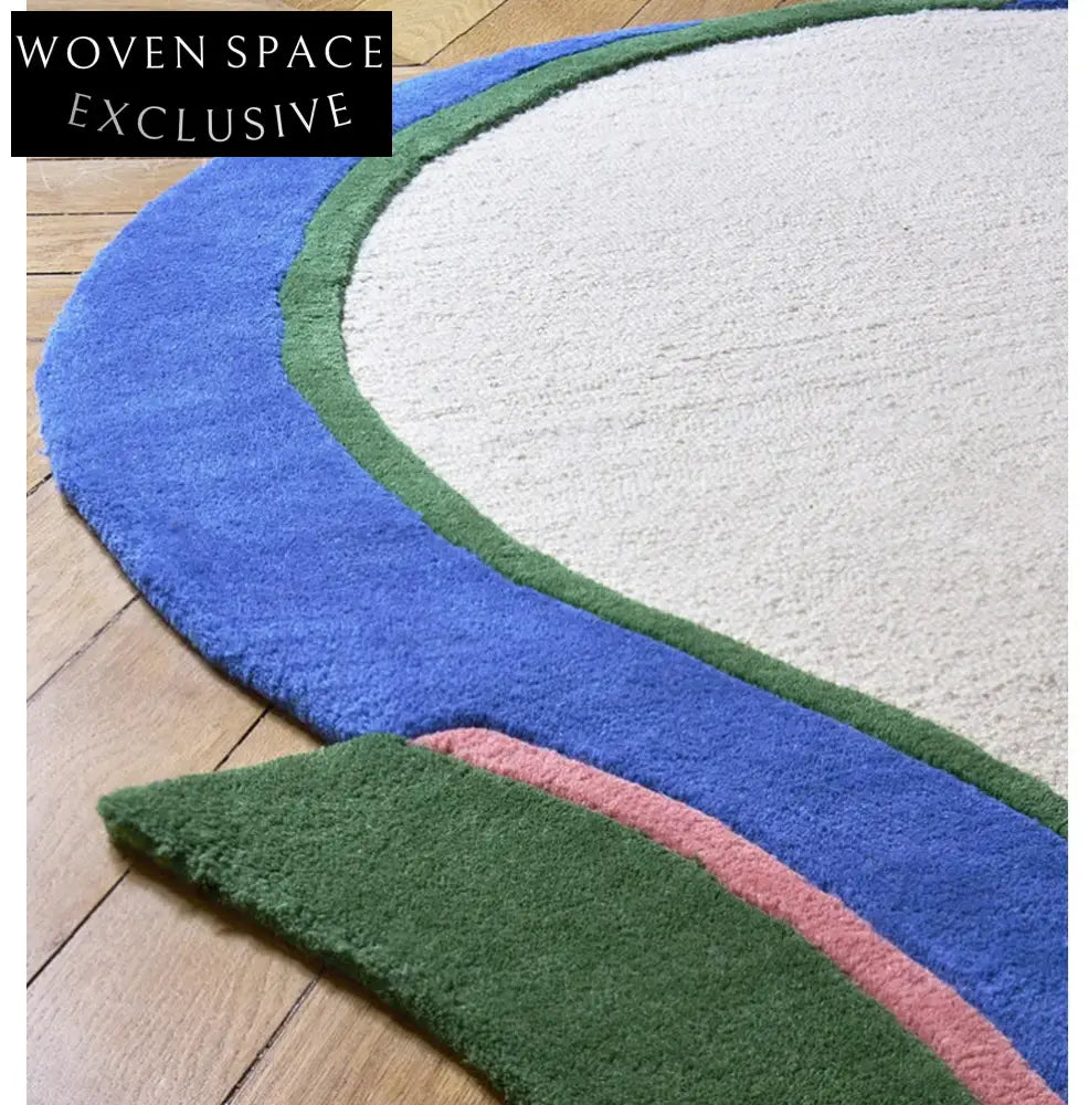 Handmade French Retro Cream Irregular Polyester Area Rug for Living Room