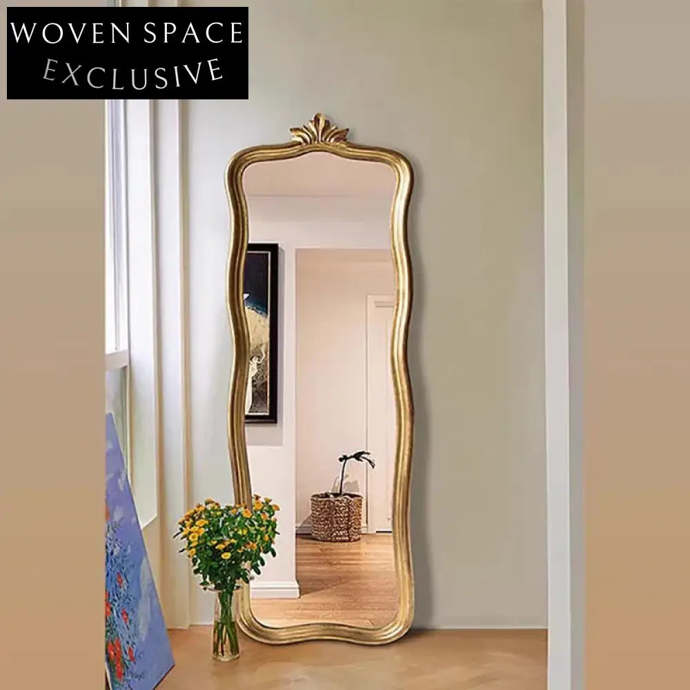 Handmade Golden Arch Full-Length Floor Mirror for Modern Home Decor & Dressing